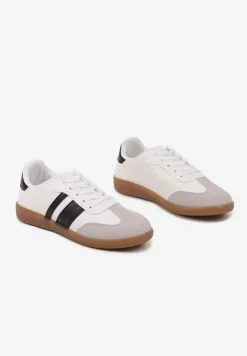 Białe Sneakersy w Stylu Tenisówek z Paskami Danareth