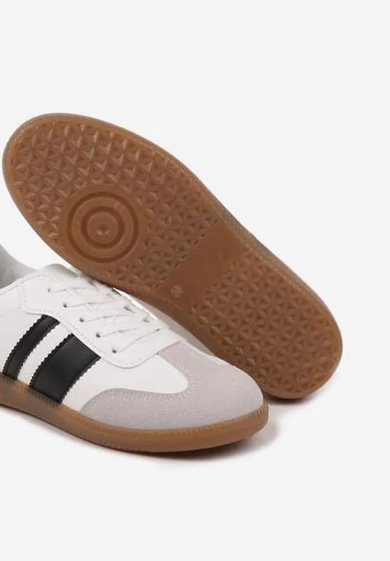 Białe Sneakersy w Stylu Tenisówek z Paskami Danareth