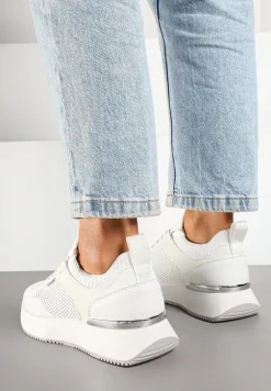 Białe Sneakersy z Siateczkową Cholewką Saramis