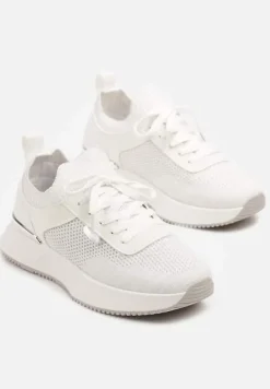 Białe Sneakersy z Siateczkową Cholewką Saramis
