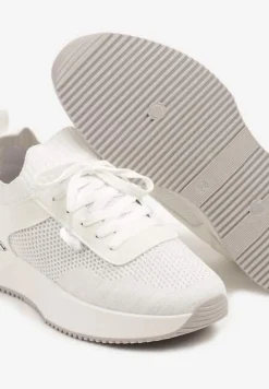 Białe Sneakersy z Siateczkową Cholewką Saramis