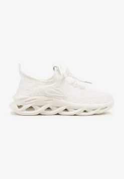 Białe Sneakersy z Siateczki na Piankowej Podeszwie z Wycięciami Sanilova