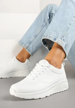 Białe Sneakersy z Tłoczoną Cholewką Ulithrena