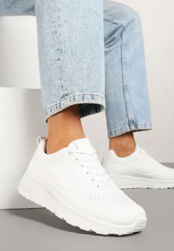 Białe Sneakersy z Tłoczoną Cholewką Ulithrena