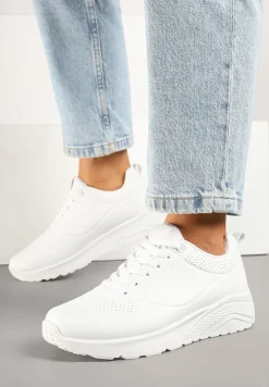 Białe Sneakersy z Tłoczoną Cholewką Ulithrena
