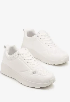 Białe Sneakersy z Tłoczoną Cholewką Ulithrena