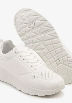 Białe Sneakersy z Tłoczoną Cholewką Ulithrena
