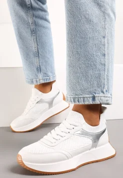 Białe Sneakersy ze Skarpetkową Cholewką Willowa