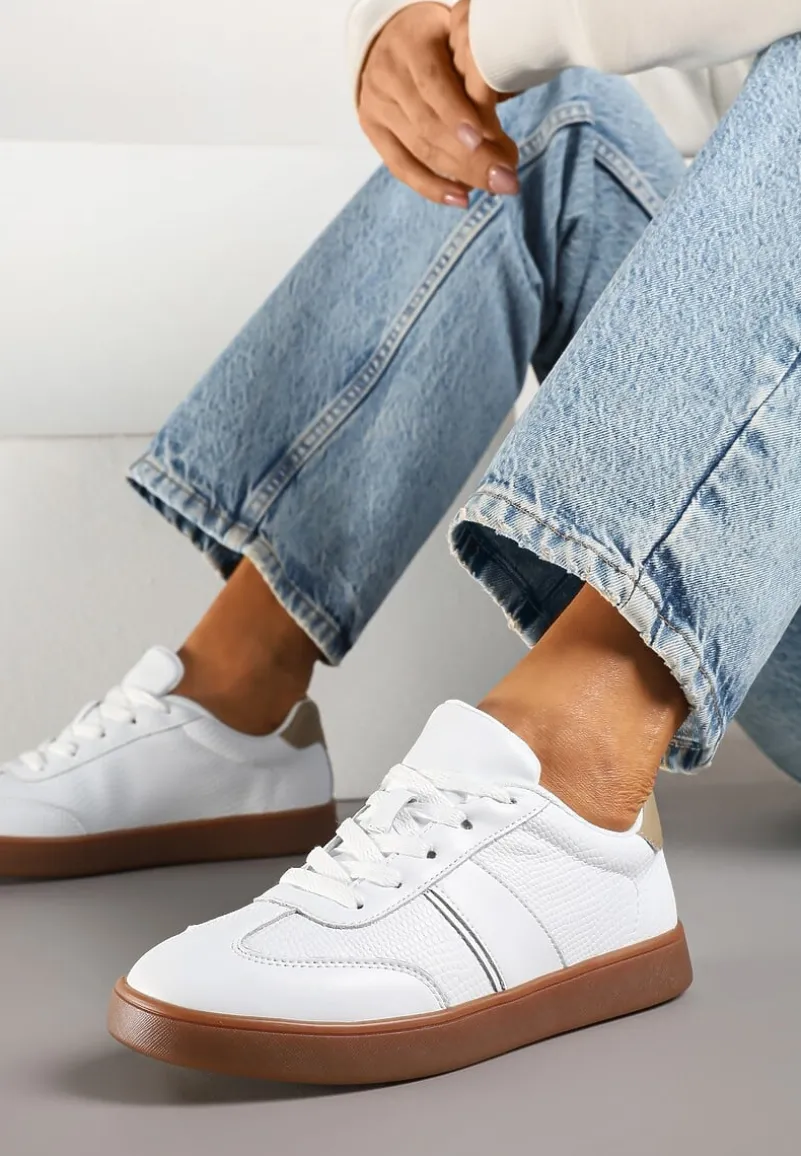 Białe Sneakersy ze Skóry Naturalnej z Przeszyciami Tilliossa