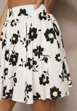 Białe Spódnico-Szorty High Waist w Kwiaty Sunevra