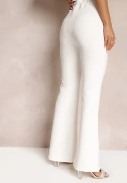 Białe Spodnie Dzwony z Gumką w Talii Breylina