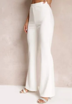 Białe Spodnie Dzwony z Gumką w Talii Breylina