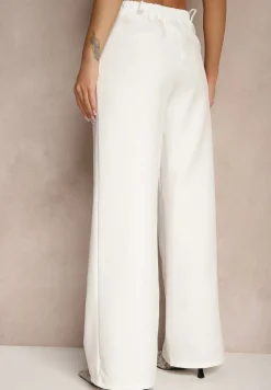 Białe Spodnie Garniturowe High Waist Viviorea