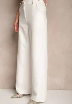 Białe Spodnie Garniturowe High Waist Viviorea