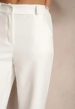 Białe Spodnie Garniturowe High Waist Viviorea