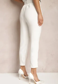 Białe Spodnie z Paskiem Eudea