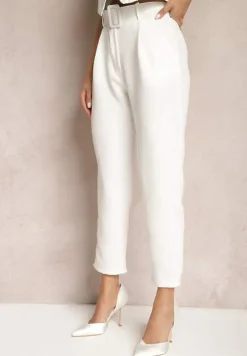 Białe Spodnie z Paskiem Eudea