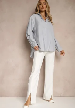 Białe Spodnie z Wiskozą High Waist w Eleganckim Stylu Tatariela