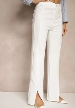 Białe Spodnie z Wiskozą High Waist w Eleganckim Stylu Tatariela