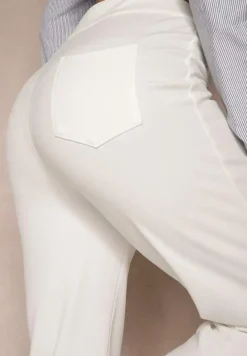 Białe Spodnie z Wiskozą High Waist w Eleganckim Stylu Tatariela