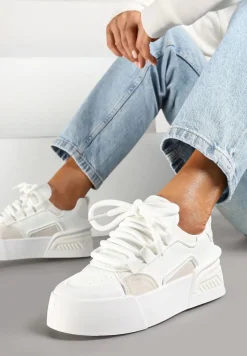Białe Streetwearowe Sneakersy Trampki na Platformie Danenith