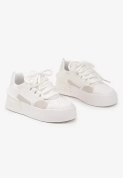 Białe Streetwearowe Sneakersy Trampki na Platformie Danenith