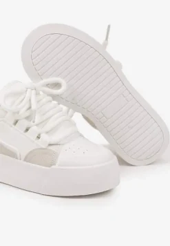 Białe Streetwearowe Sneakersy Trampki na Platformie Danenith