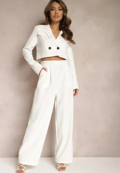 Białe Szerokie Spodnie w Eleganckim Stylu Hanessame