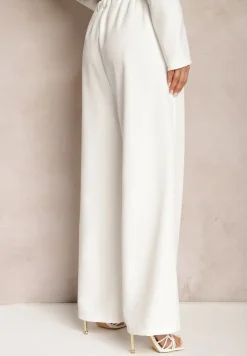 Białe Szerokie Spodnie w Eleganckim Stylu Hanessame