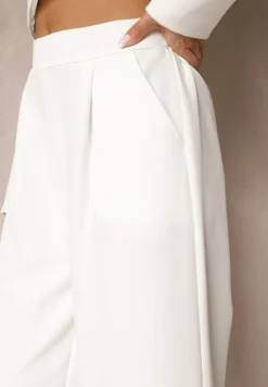 Białe Szerokie Spodnie w Eleganckim Stylu Hanessame