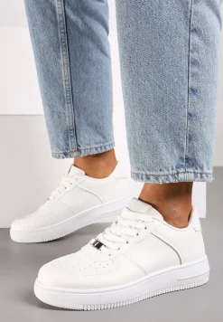 Białe Sznurowane Sneakersy Ozdobione Perforacją Ellemisa