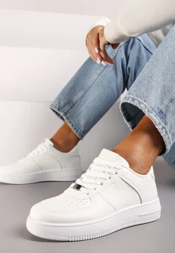 Białe Sznurowane Sneakersy Ozdobione Perforacją Ellemisa