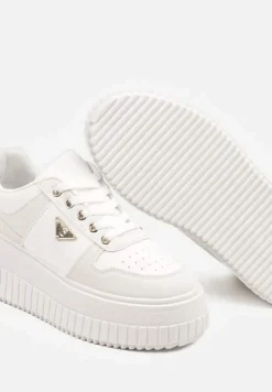 Białe Sznurowane Sneakersy Vices Tłoczonej Platformie Ozdobione Trójkątem Raviri