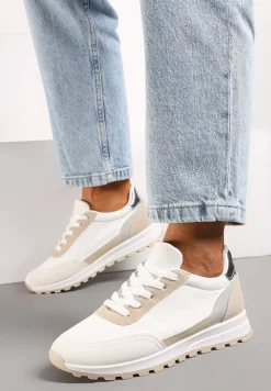 Białe Sznurowane Sneakersy przed Kostkę Kiea