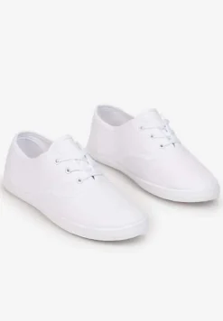 Białe Sznurowane Tenisówki Przed Kostkę Jennessa