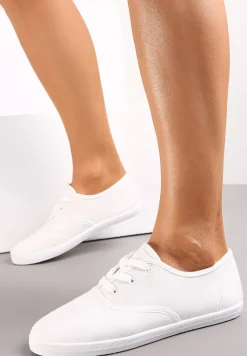 Białe Sznurowane Tenisówki Przed Kostkę Calapse