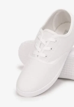 Białe Sznurowane Tenisówki Przed Kostkę Calapse