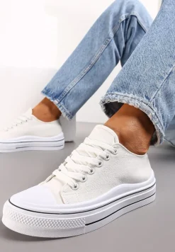 Białe Sznurowane Trampki do Kostki Kalyne