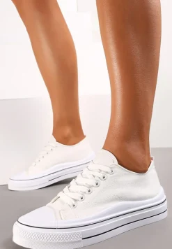 Białe Sznurowane Trampki do Kostki Kalyne