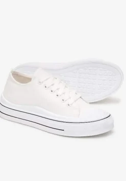 Białe Sznurowane Trampki do Kostki Kalyne