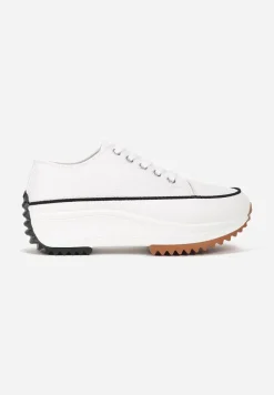 Białe Sznurowane Trampki Przed Kostkę Na Platformie Camely