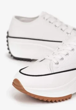 Białe Sznurowane Trampki Przed Kostkę Na Platformie Camely