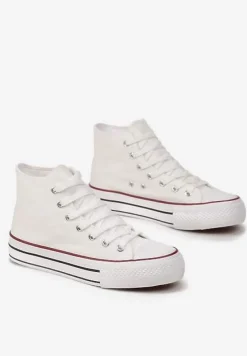 Białe Sznurowane Trampki z Cholewką za Kostkę Raniea