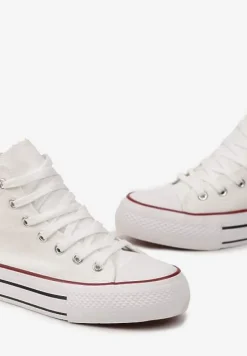 Białe Sznurowane Trampki z Cholewką za Kostkę Raniea