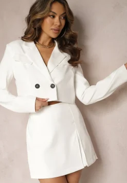 Białe Szorty Imitujące Spódniczkę Mini z Rozcięciem Kalvire