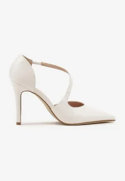 Białe Szpilki z Ozdobnym Paskiem Adelli
