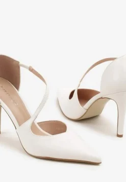 Białe Szpilki z Ozdobnym Paskiem Adelli