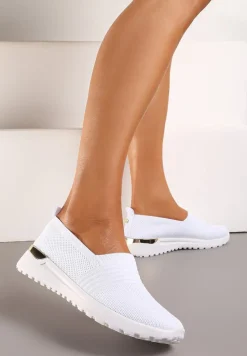Białe Tenisówki Elastyczne z Metaliczną Wstawką na Zapiętku Jestella