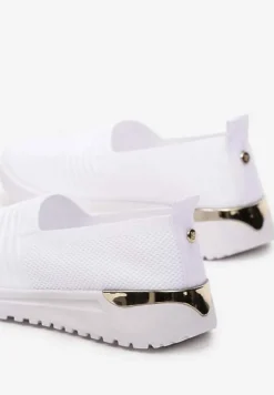 Białe Tenisówki Elastyczne z Metaliczną Wstawką na Zapiętku Jestella
