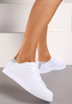 Białe Tenisówki na Płaskiej Podeszwie Sznurowane Xanolia